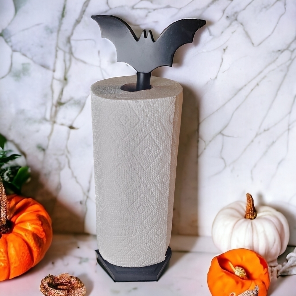 Bat Coffin Shaped Black Paper Towel Holder